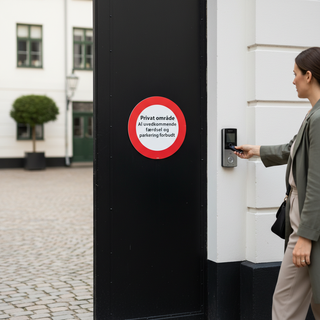 Privat område al uvedkommende færdsel og parkering forbudt skilt - Billede 5