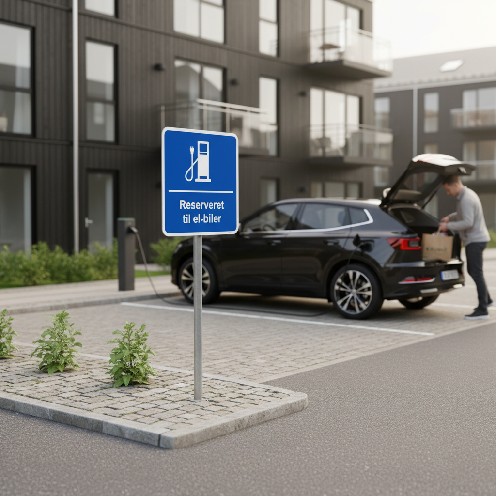 Reserveret til el-biler kvadratisk ladestander skilt - Billede 2