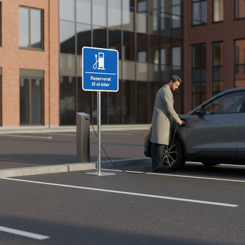 Reserveret til el-biler kvadratisk ladestander skilt - Billede 3