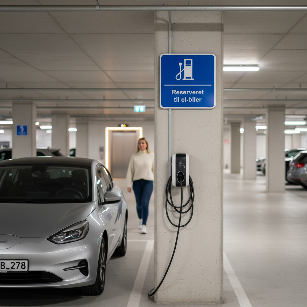 Reserveret til el-biler kvadratisk ladestander skilt - Billede 4