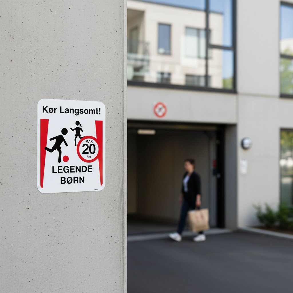 Kør langsomt legende børn max 20 km skilt - Billede 3