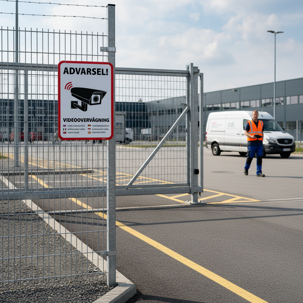 Advarsel! Videoovervågning på syv sprog skilt - Billede 2