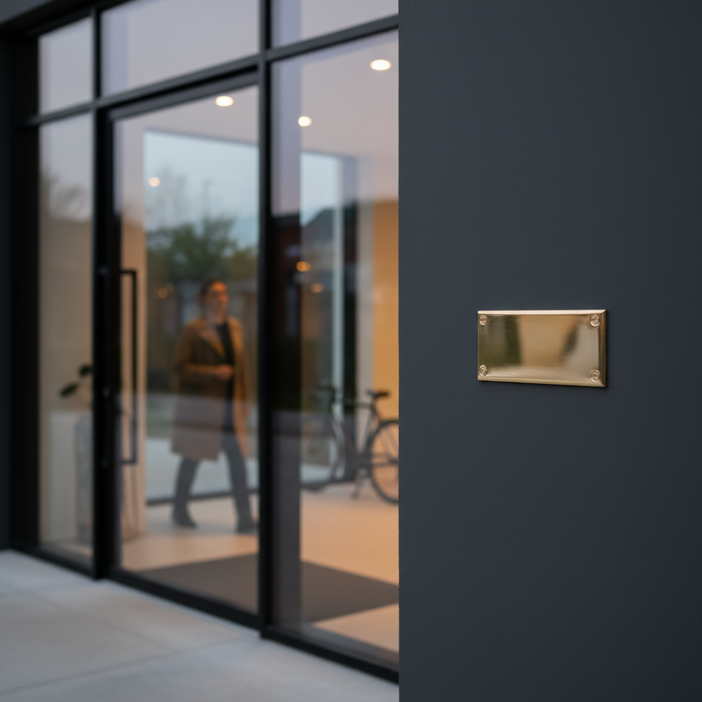 Dørskilt Messing - Rektangel - Billede 4