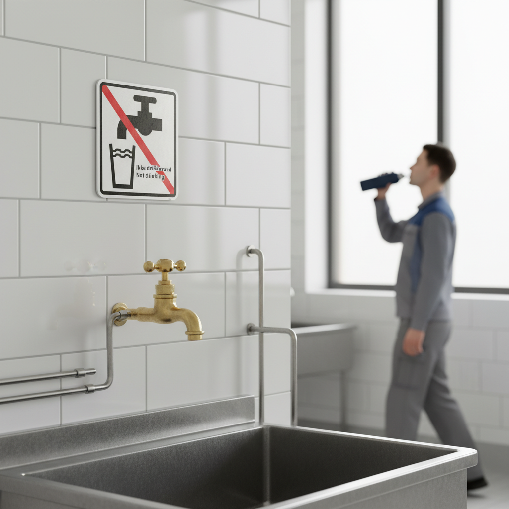 Ikke drikkevand, not drinking skilt - Billede 3