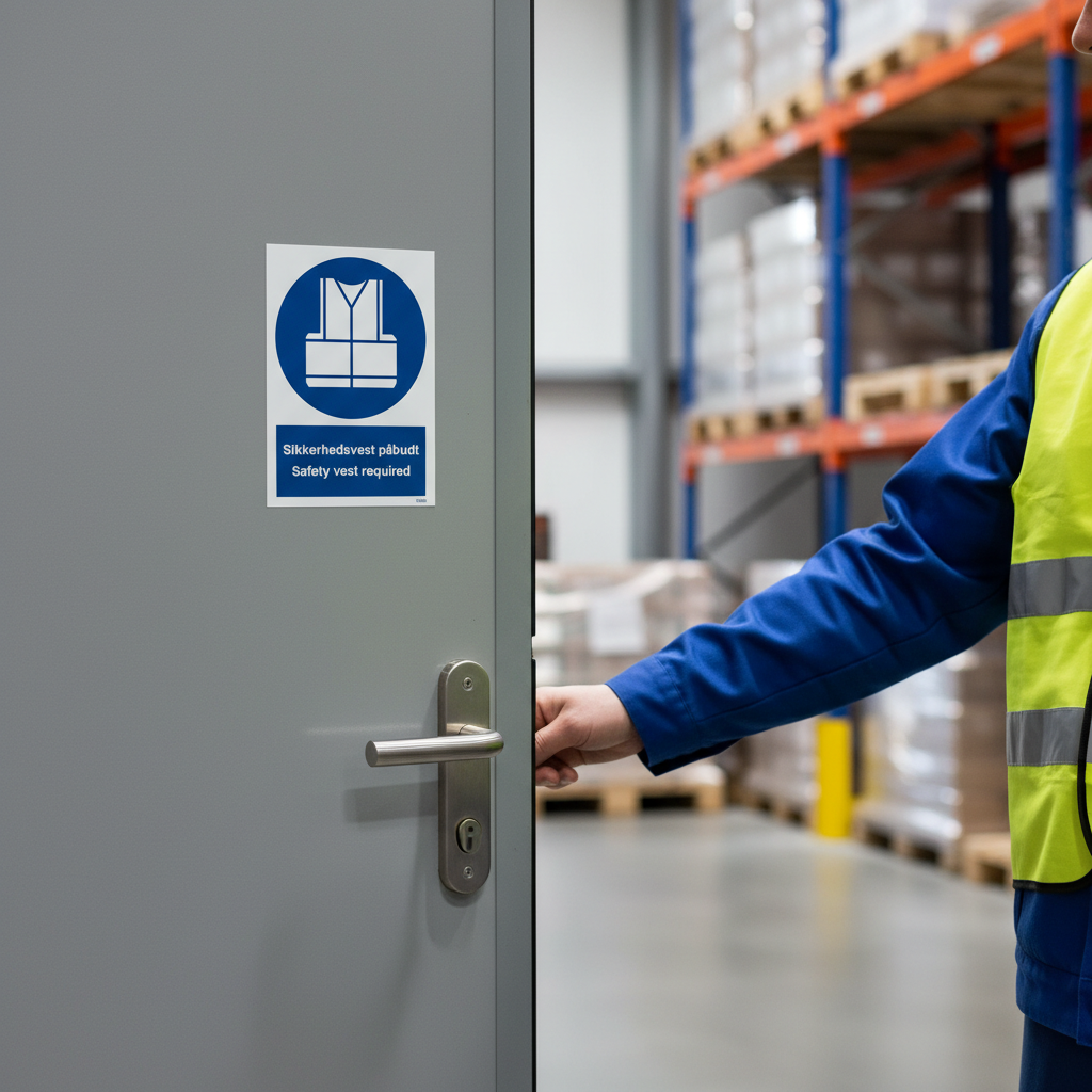 Sikkerhedsvest påbudt skilt Safety vest required sign - Billede 5