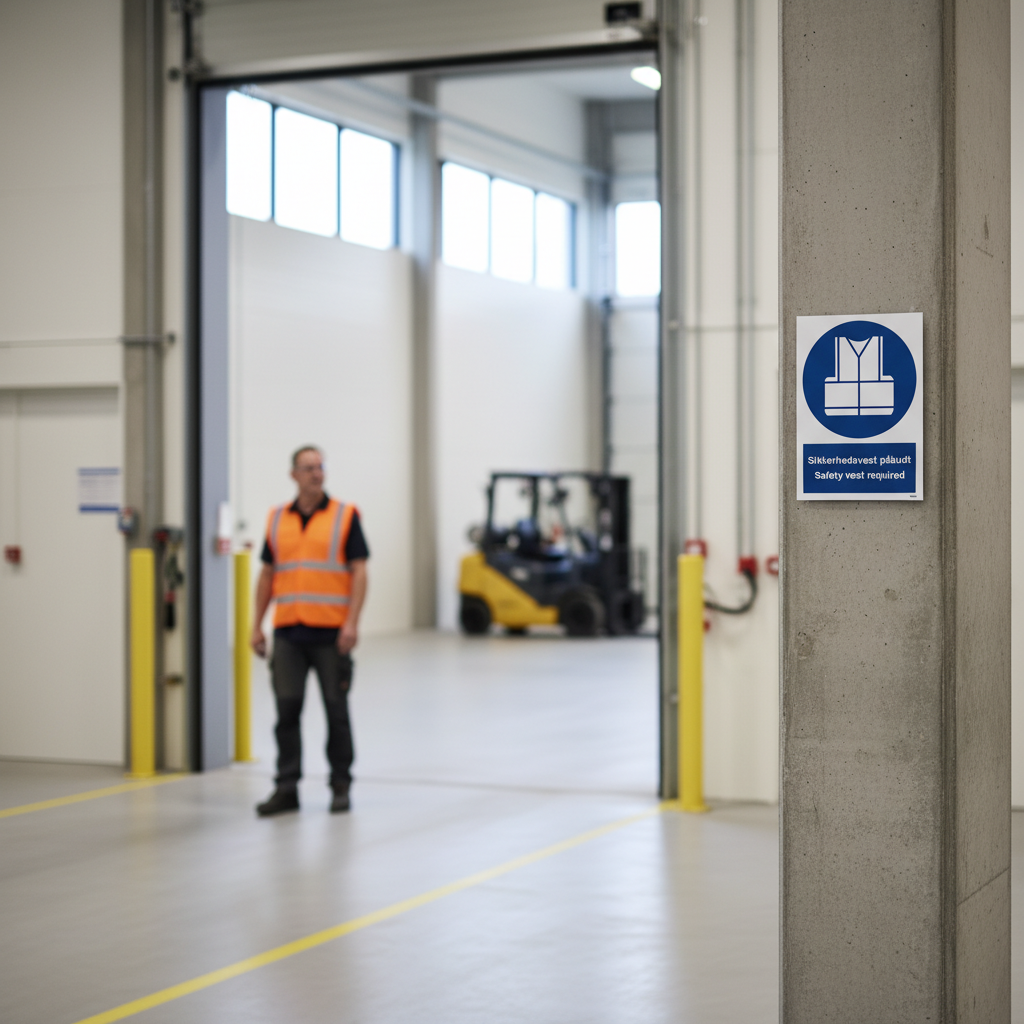 Sikkerhedsvest påbudt skilt Safety vest required sign - Billede 2