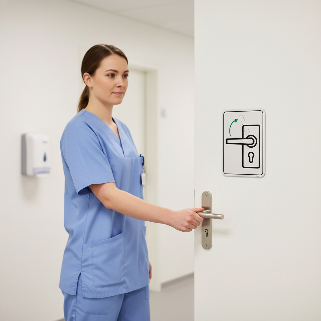 Lås skub håndtag op skilt - Billede 4