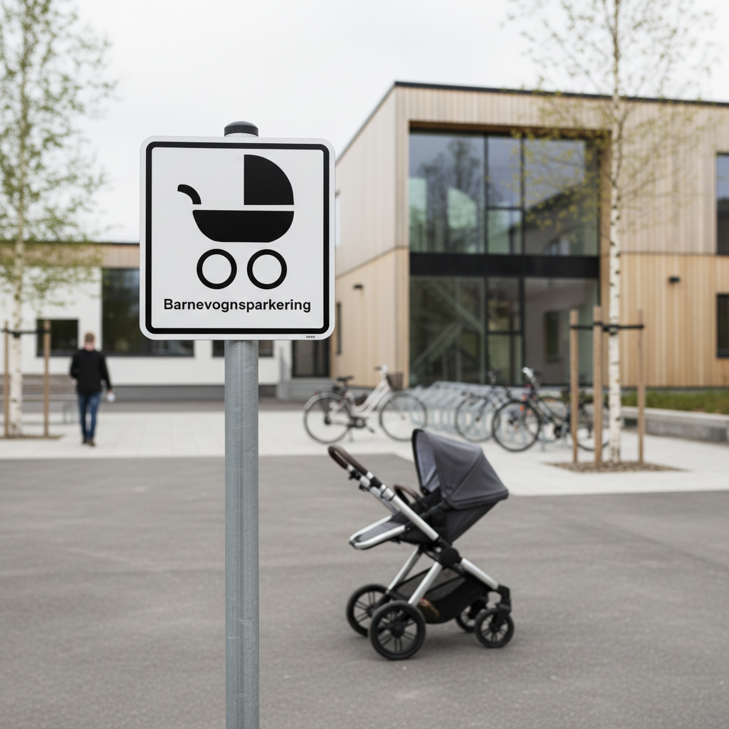 Barnevognsparkering med tekst skilt - Billede 4
