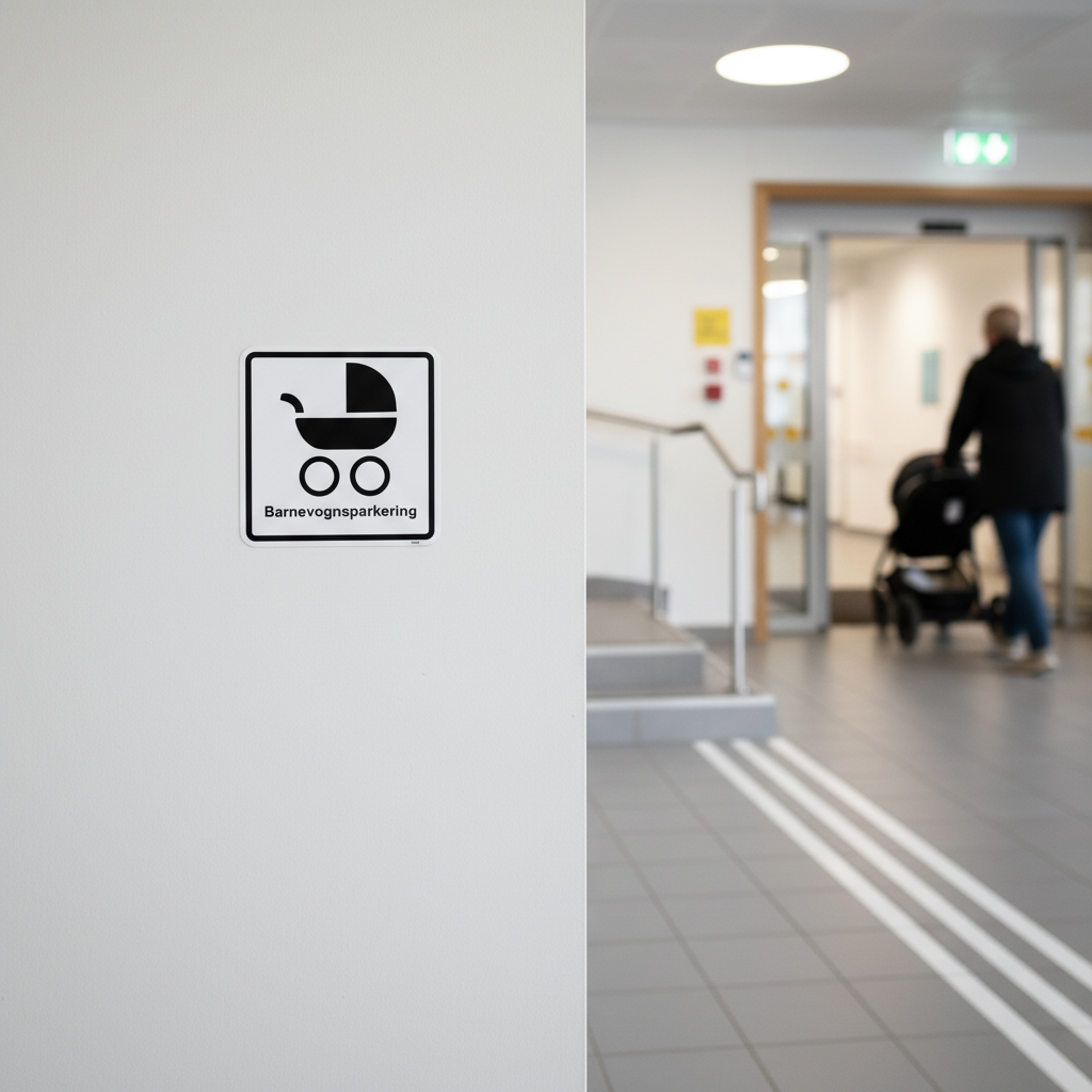 Barnevognsparkering med tekst skilt - Billede 3
