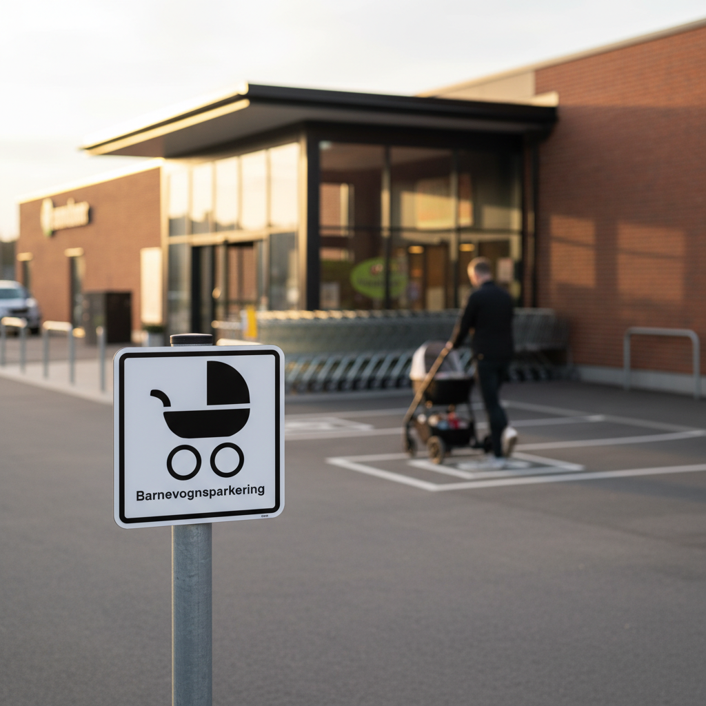 Barnevognsparkering med tekst skilt - Billede 2