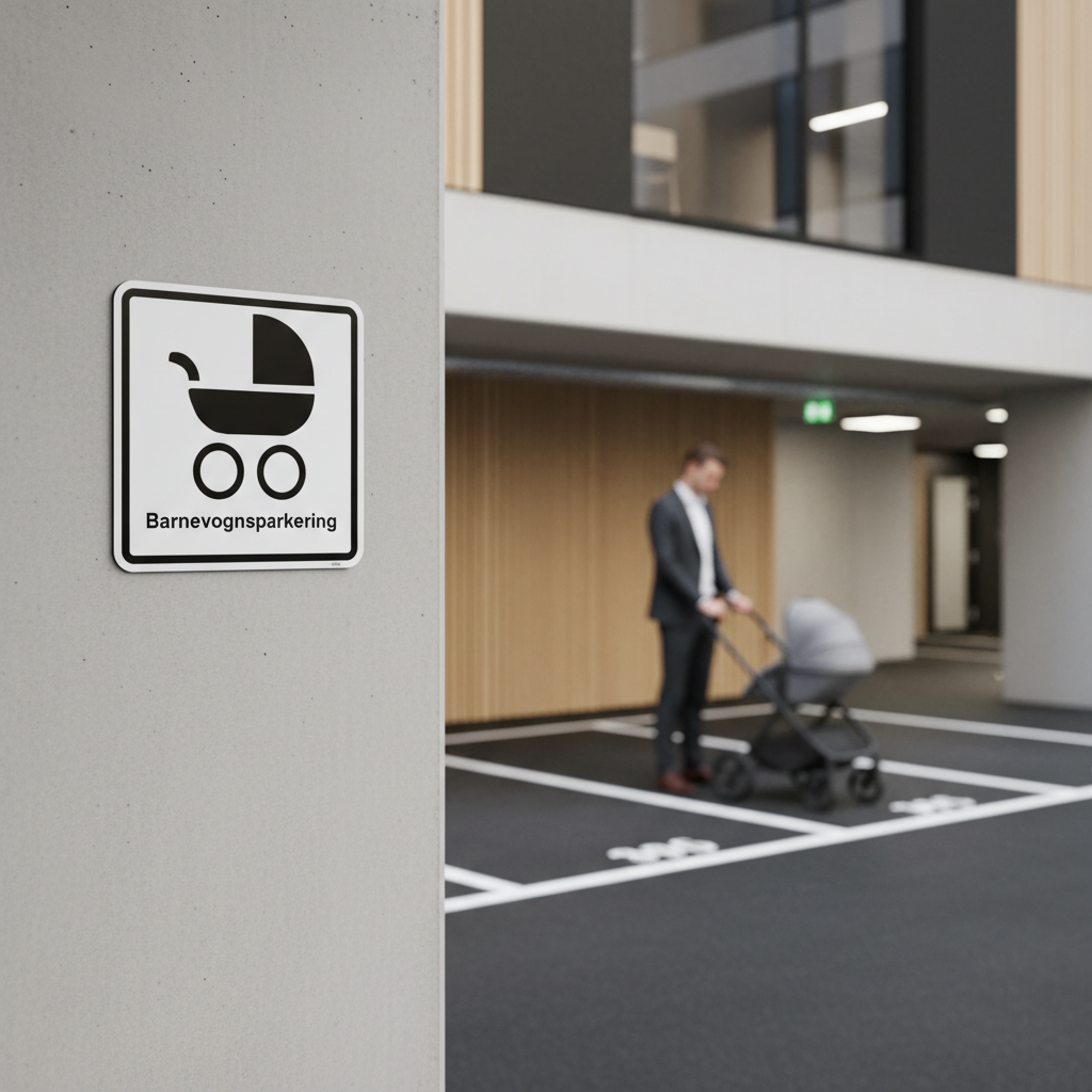 Barnevognsparkering med tekst skilt - Billede 5