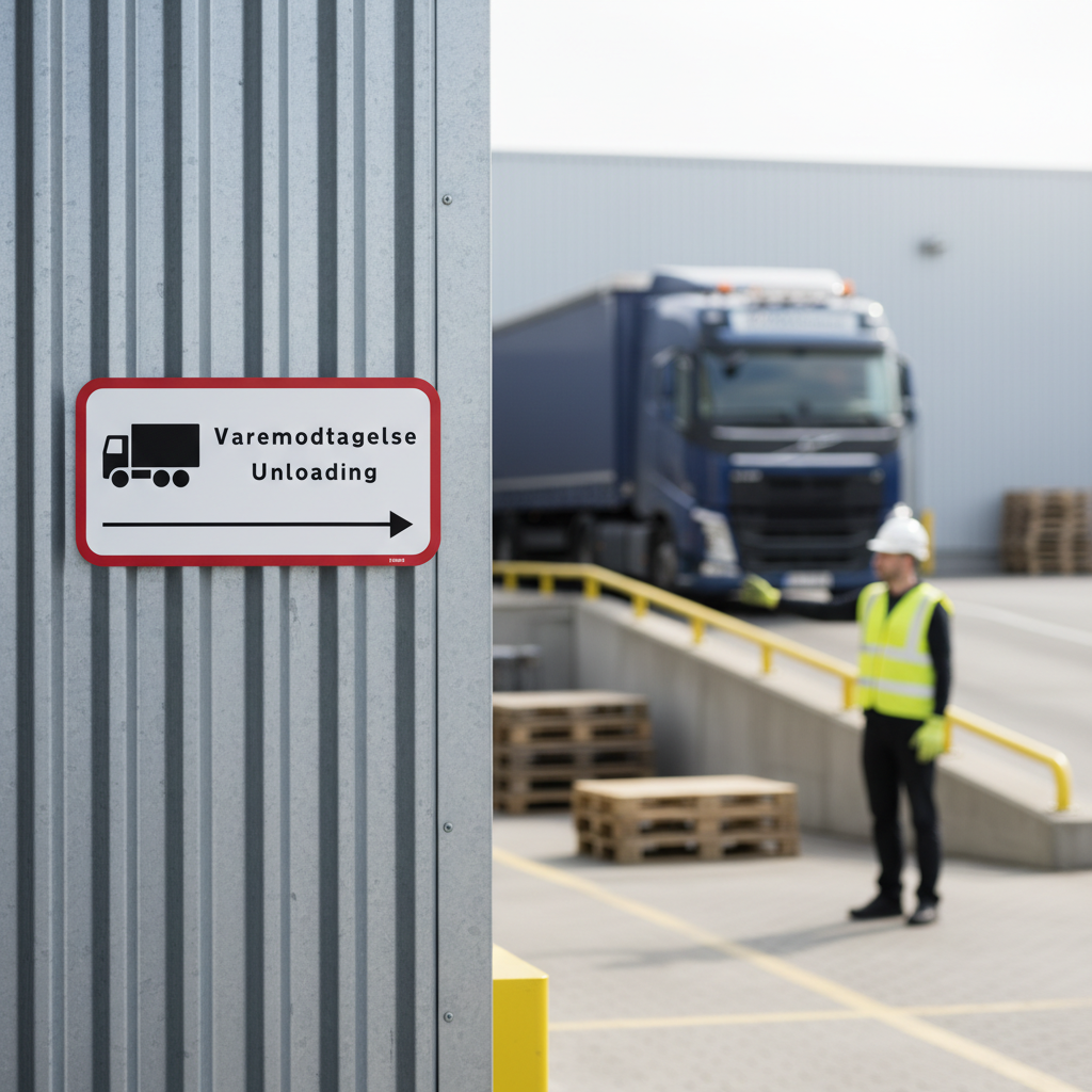 Varemodtagelse Unloading skilt - Billede 3
