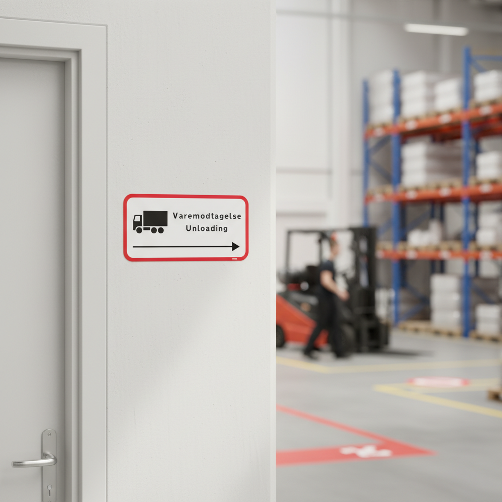 Varemodtagelse Unloading skilt - Billede 5