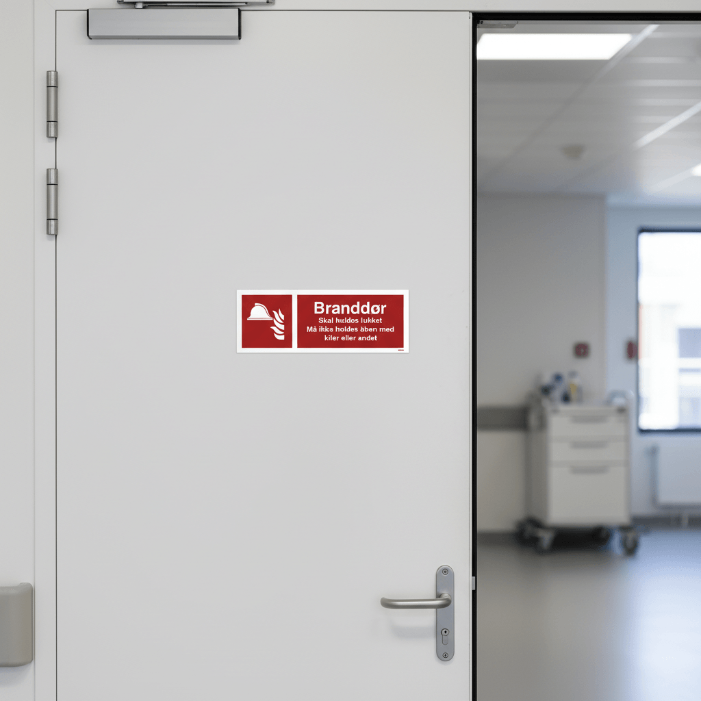 Branddør Skal holdes lukket, Må ikke holdes åben, med kiler eller andet skilt - Billede 10