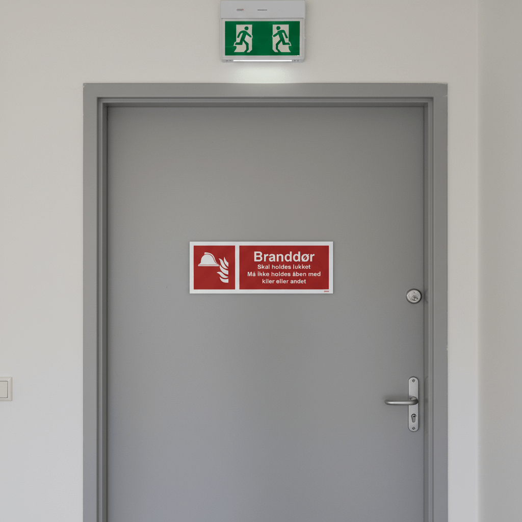 Branddør Skal holdes lukket, Må ikke holdes åben, med kiler eller andet skilt - Billede 7