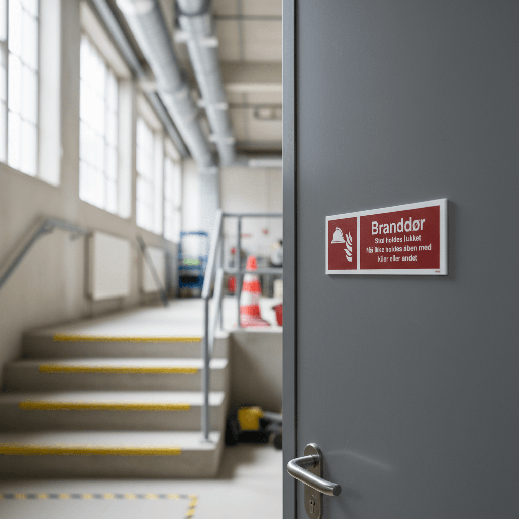 Branddør Skal holdes lukket, Må ikke holdes åben, med kiler eller andet skilt - Billede 9