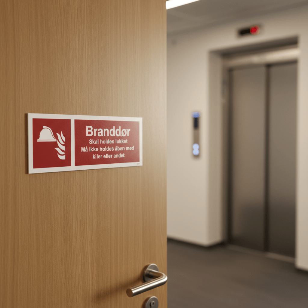 Branddør Skal holdes lukket, Må ikke holdes åben, med kiler eller andet skilt - Billede 8