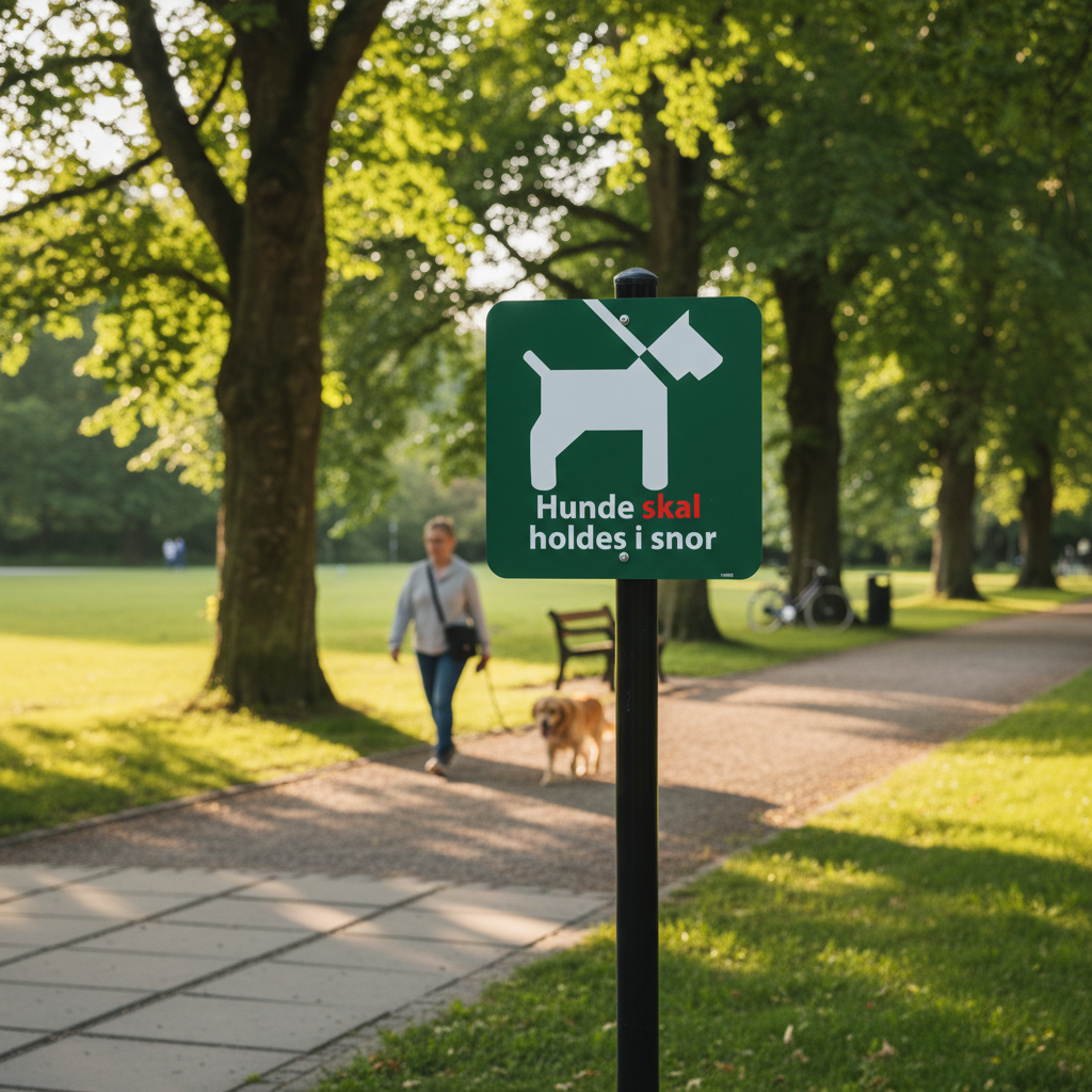 Hunde skal holdes i snor grønt skilt - Billede 5