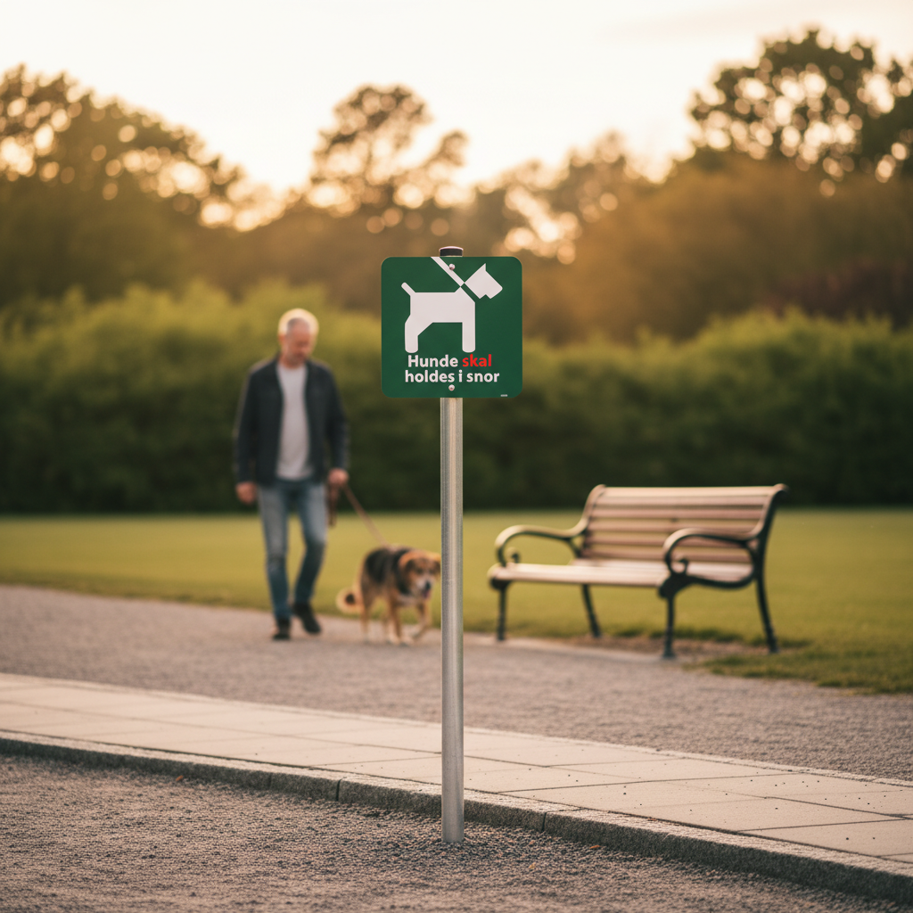 Hunde skal holdes i snor grønt skilt - Billede 9