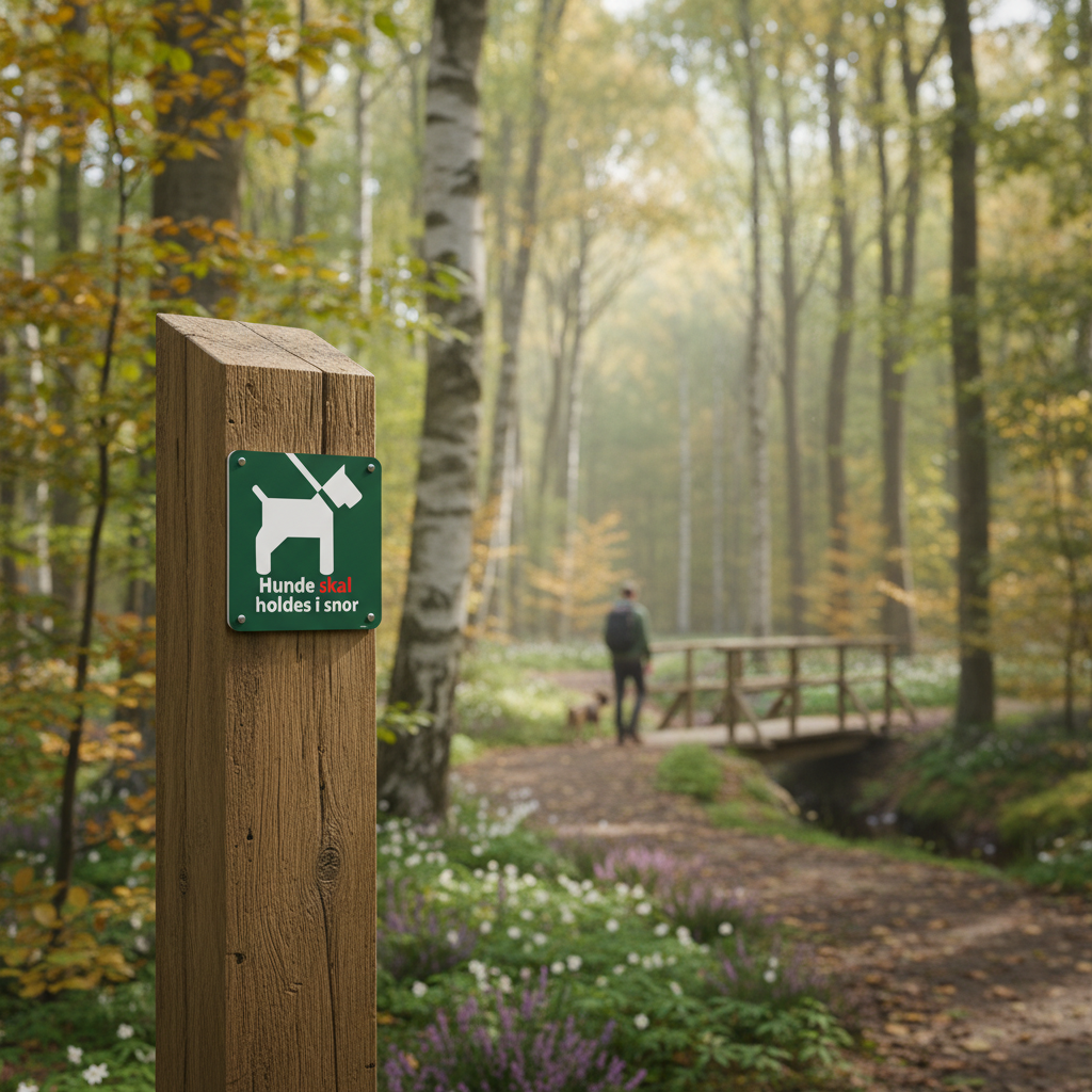 Hunde skal holdes i snor grønt skilt - Billede 3