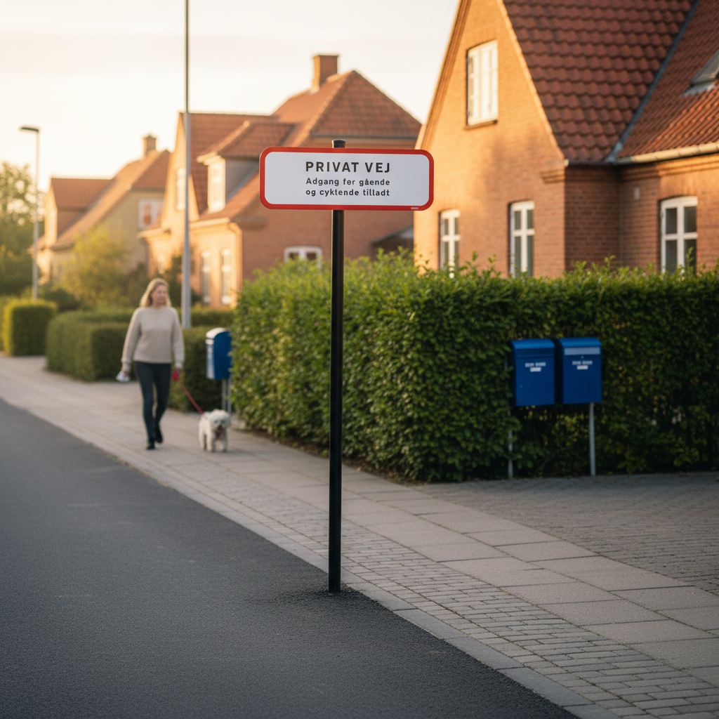 Privat vej adgang for gående og cyklende tilladt skilt - Billede 4