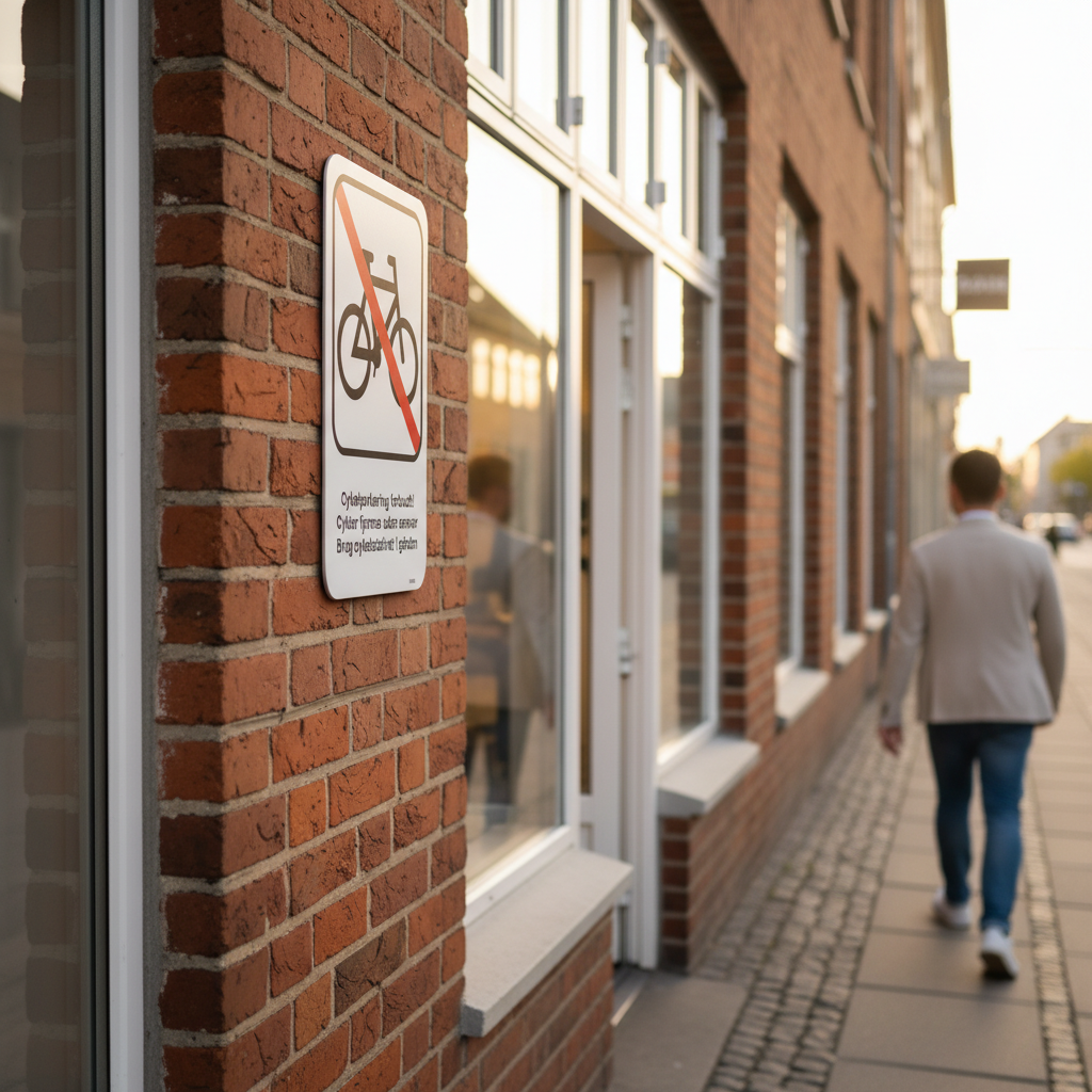 Cykel Parkering skilt - Cykler fjernes uden ansvar, brug cykelstativ i gården - Billede 5