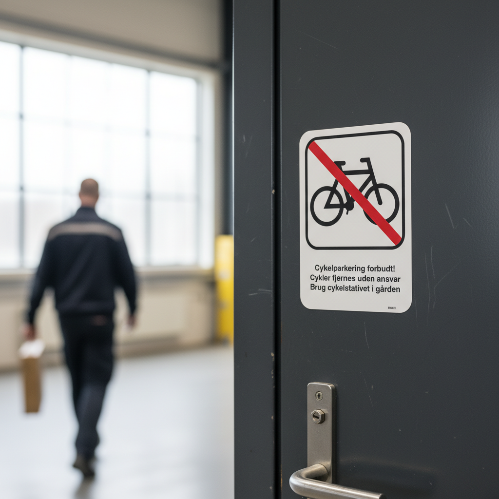 Cykel Parkering skilt - Cykler fjernes uden ansvar, brug cykelstativ i gården - Billede 3