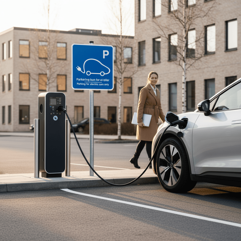 Parkering kun for el-biler Parking for electric cars only skilt - Billede 4