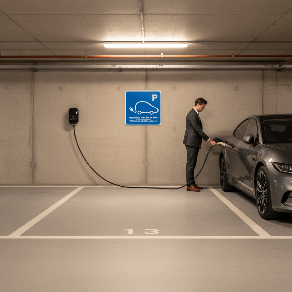 Parkering kun for el-biler Parking for electric cars only skilt - Billede 3