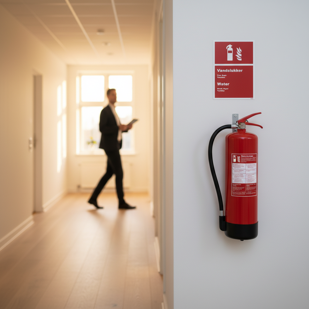 Brandslukker vand dansk engelsk skilt - Billede 2