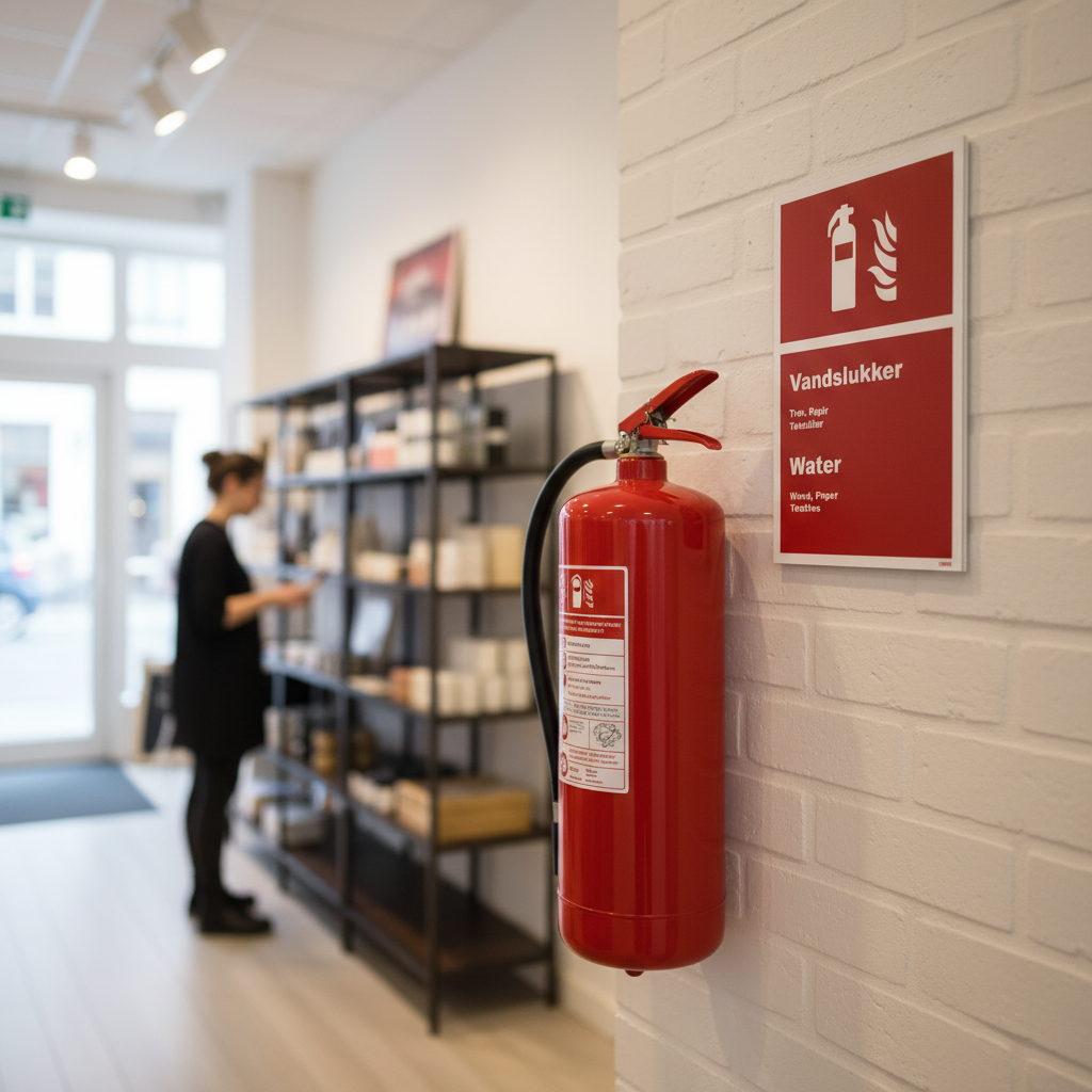 Brandslukker vand dansk engelsk skilt - Billede 4