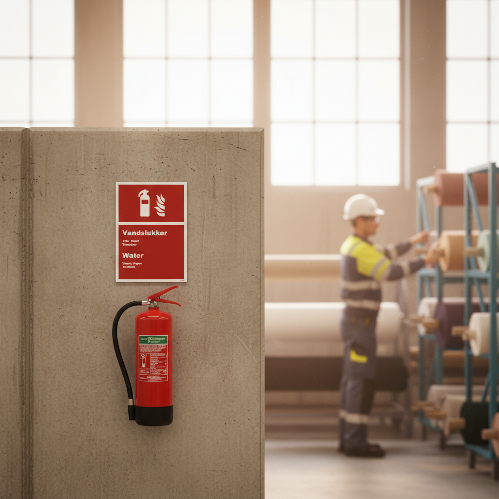 Brandslukker vand dansk engelsk skilt - Billede 3