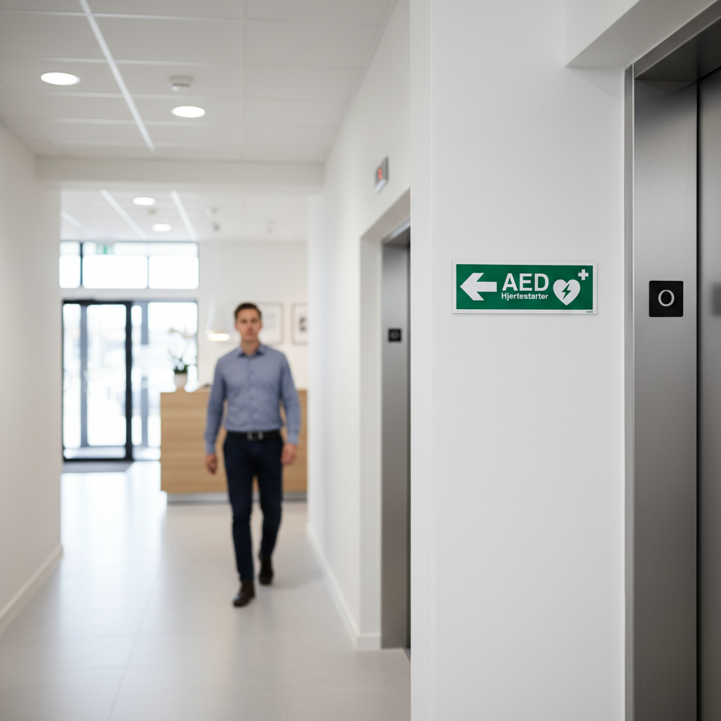 AED hjertestarter til venstre skilt - Billede 4