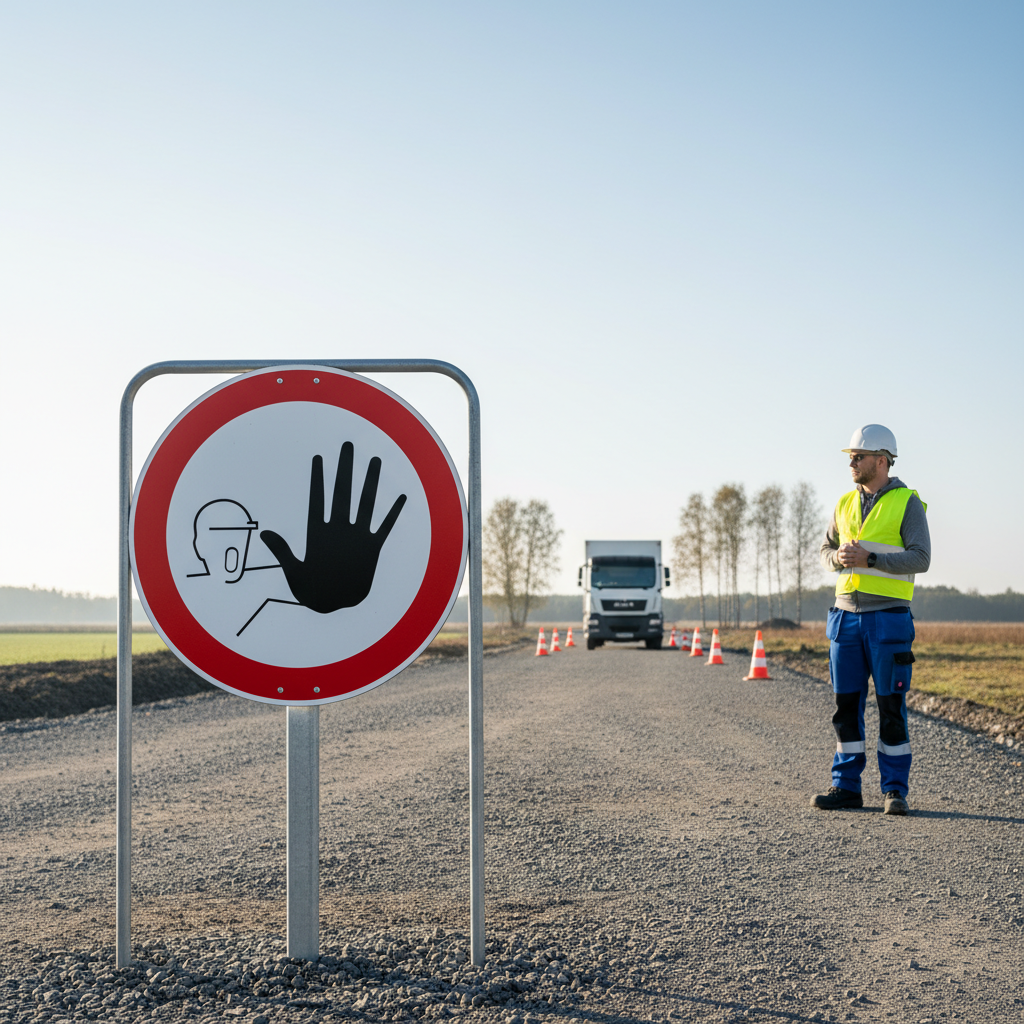 Ingen adgang skilt - arbejdsmand med hånd - Billede 2