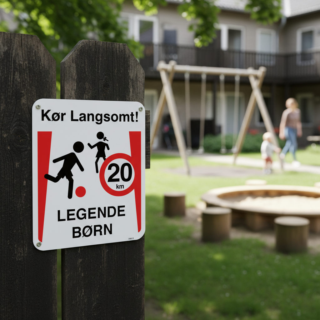 Kør langsomt legende børn 20 km skilt - Billede 2