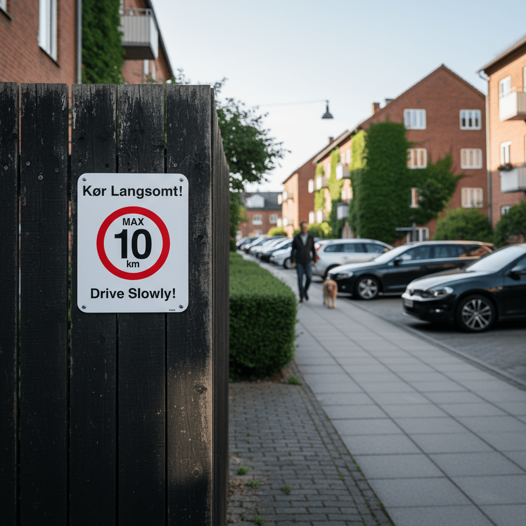 Kør langsomt. Max 10 km. Drive slowly skilt - Billede 2