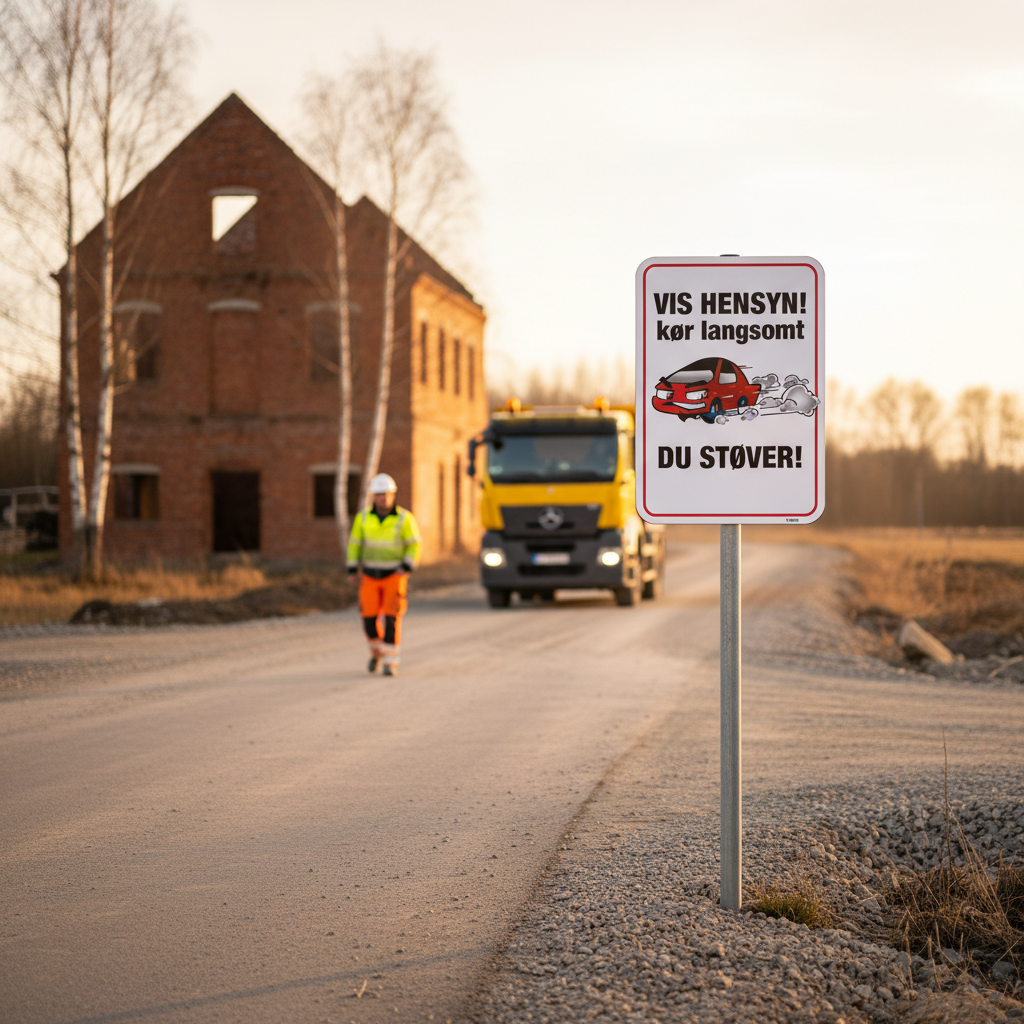 Vis hensyn kør langsomt Du støver skilt - Billede 3
