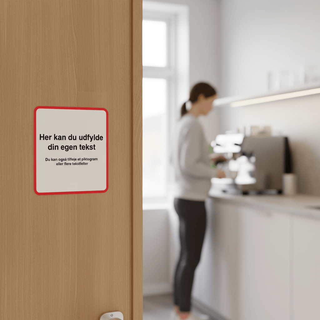 Design-selv skilt kvadratisk med rød ramme - Billede 2