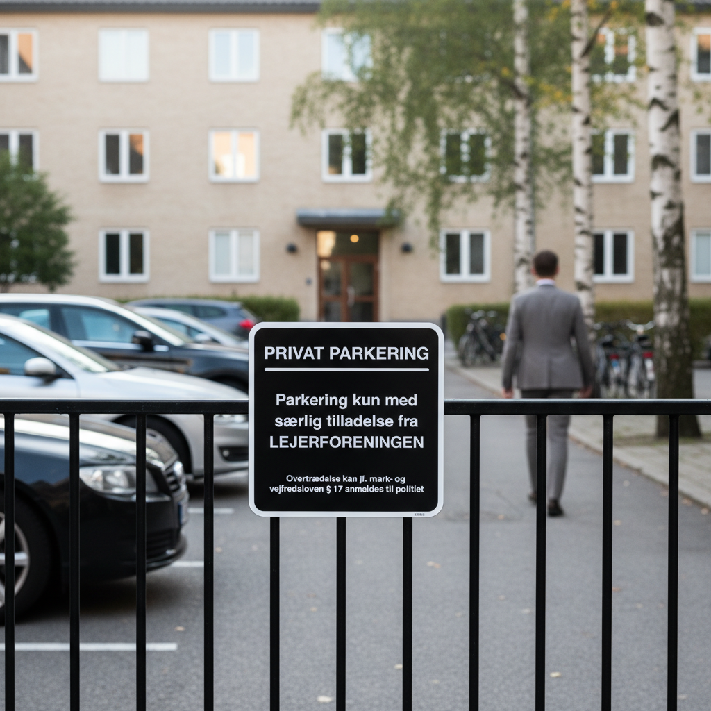 Privat parkering. Parkering kun med særlig tilladelse fra Lejerforeningen skilt - Billede 3