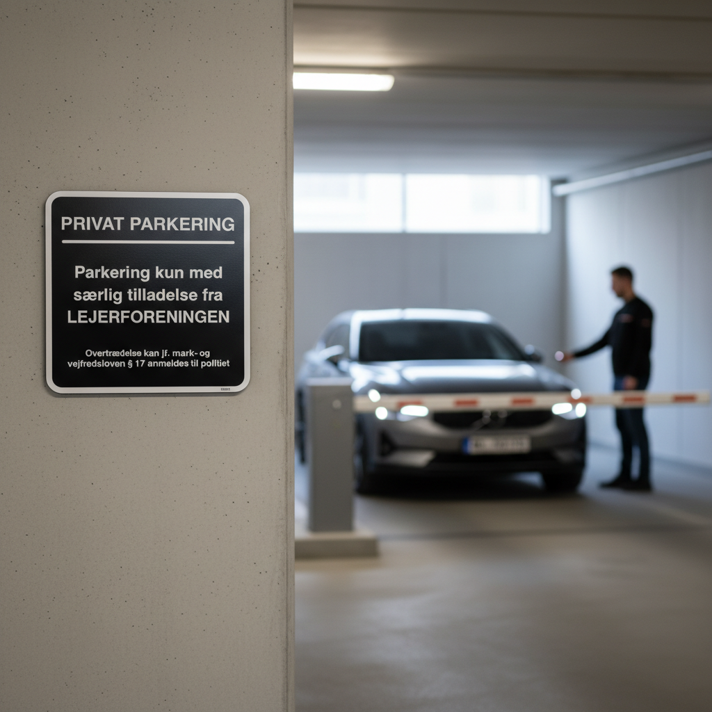 Privat parkering. Parkering kun med særlig tilladelse fra Lejerforeningen skilt - Billede 4