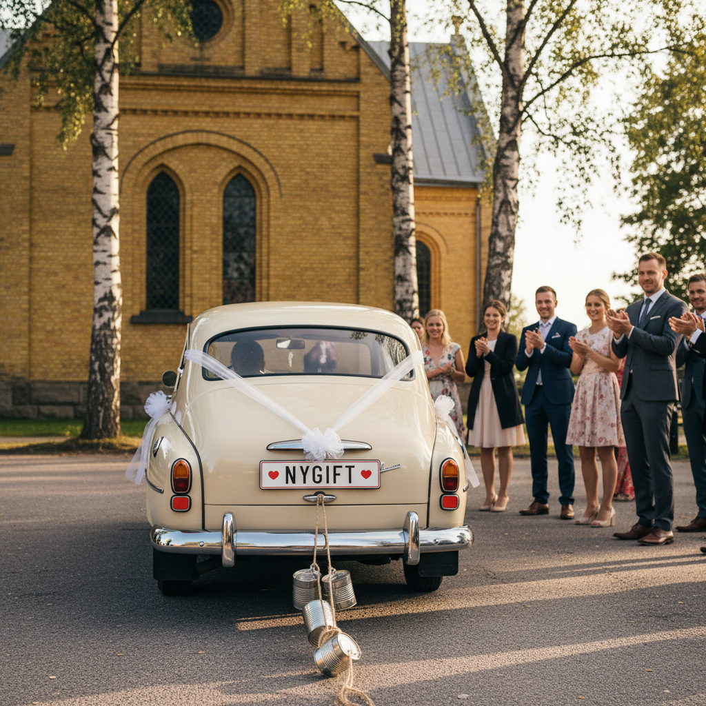 Nygift skilt - nummerplade med hjerter - Billede 2