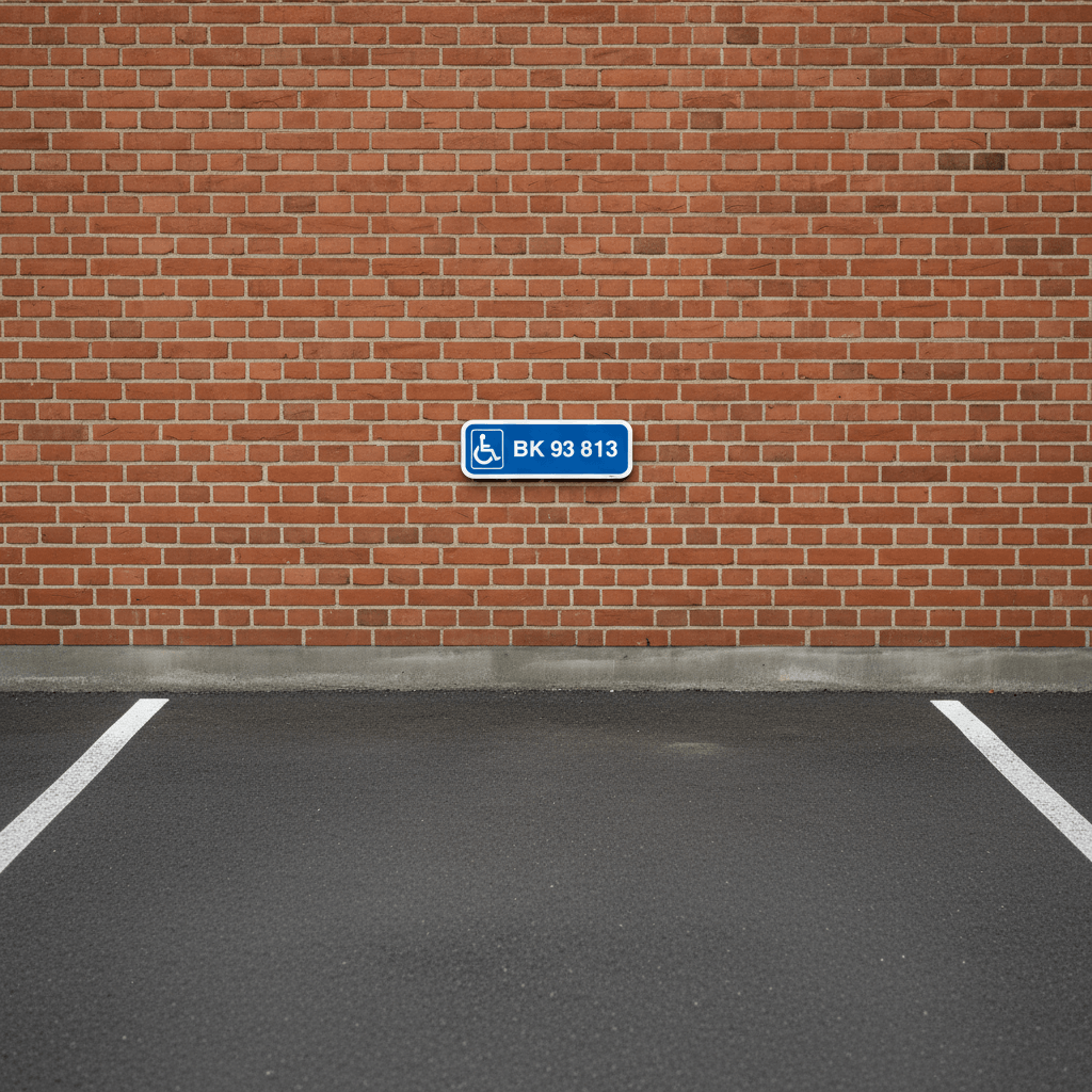 Parkeringsskilt - Handicapskilt med nummerplade / registeringsnummer - Billede 2