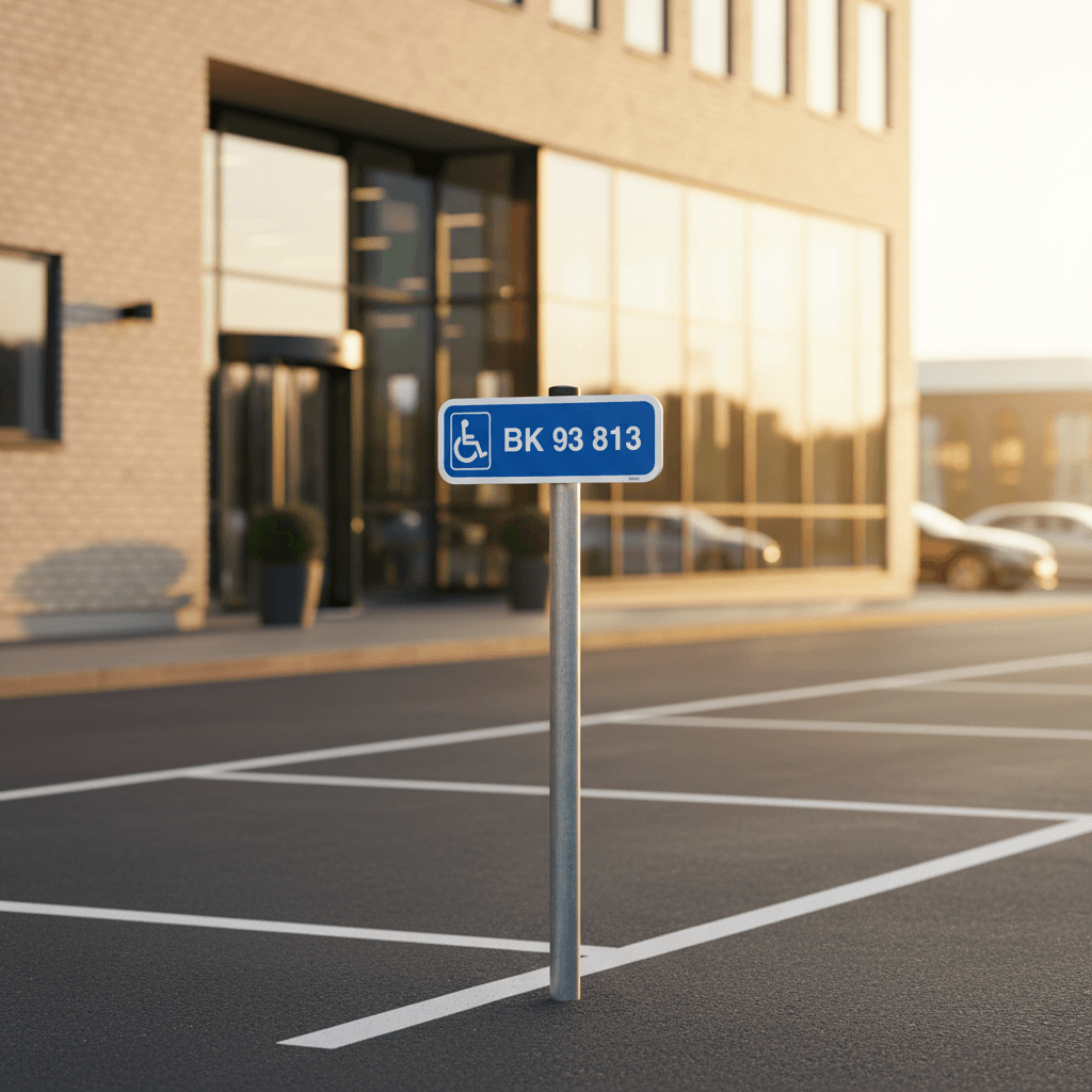 Parkeringsskilt - Handicapskilt med nummerplade / registeringsnummer - Billede 5