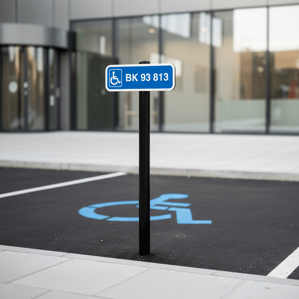 Parkeringsskilt - Handicapskilt med nummerplade / registeringsnummer - Billede 4