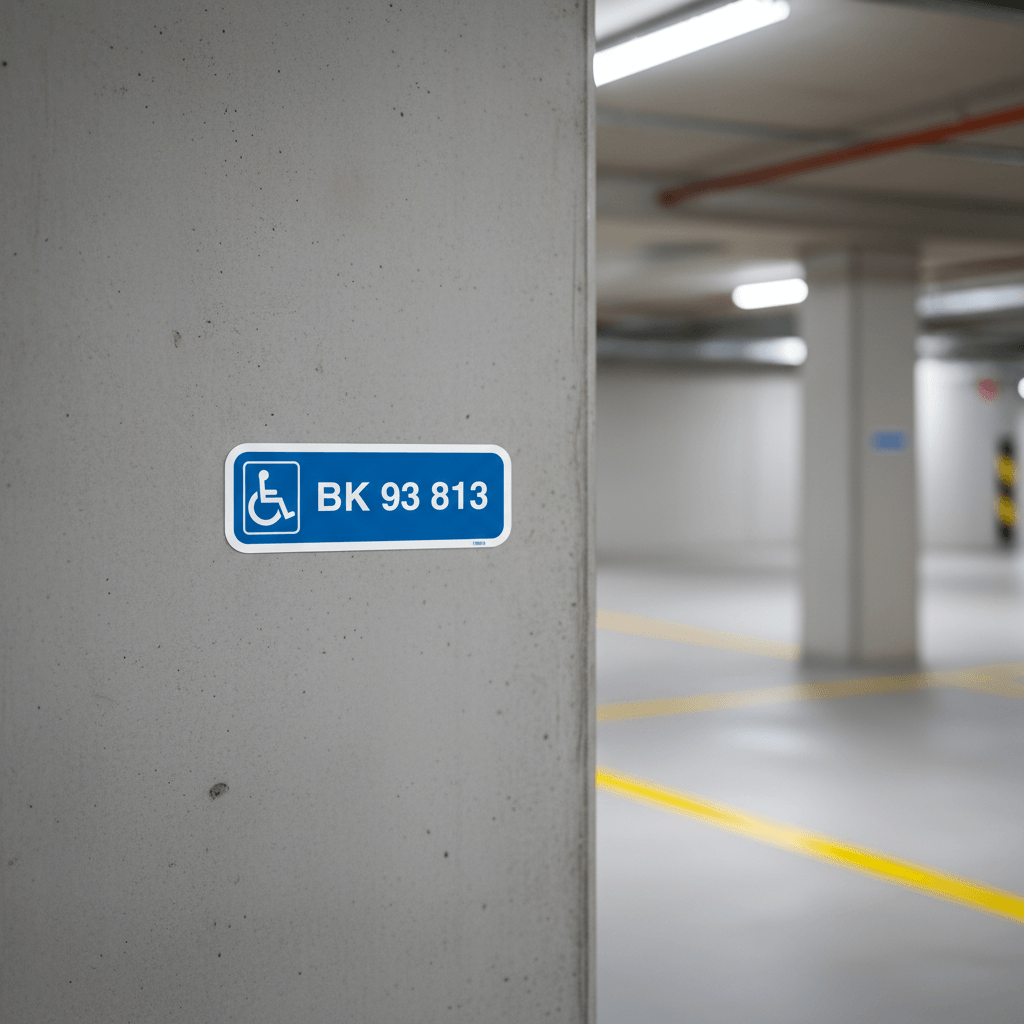 Parkeringsskilt - Handicapskilt med nummerplade / registeringsnummer - Billede 3