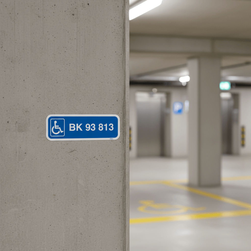 Parkeringsskilt - Handicapskilt med nummerplade / registeringsnummer - Billede 6