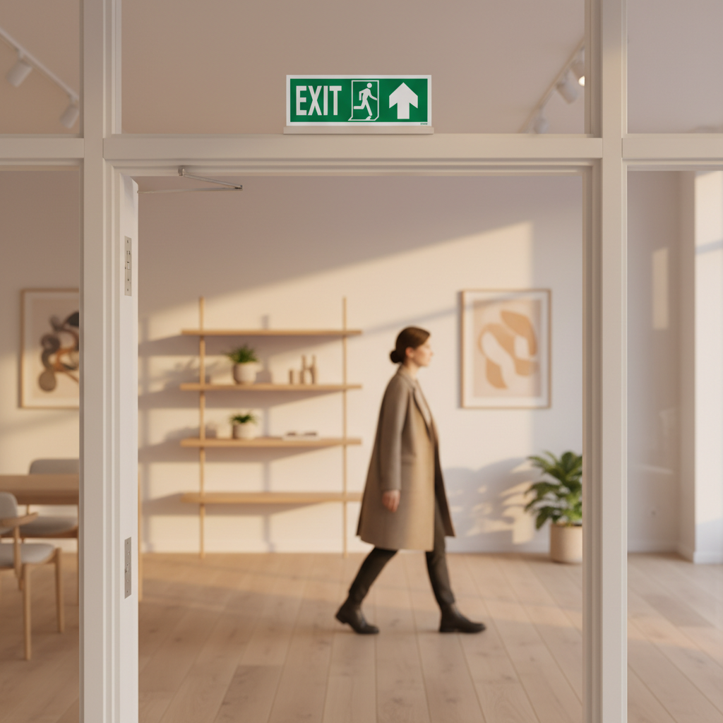 Exit Left-man Run Right-arrow Up skilte. - Billede 2