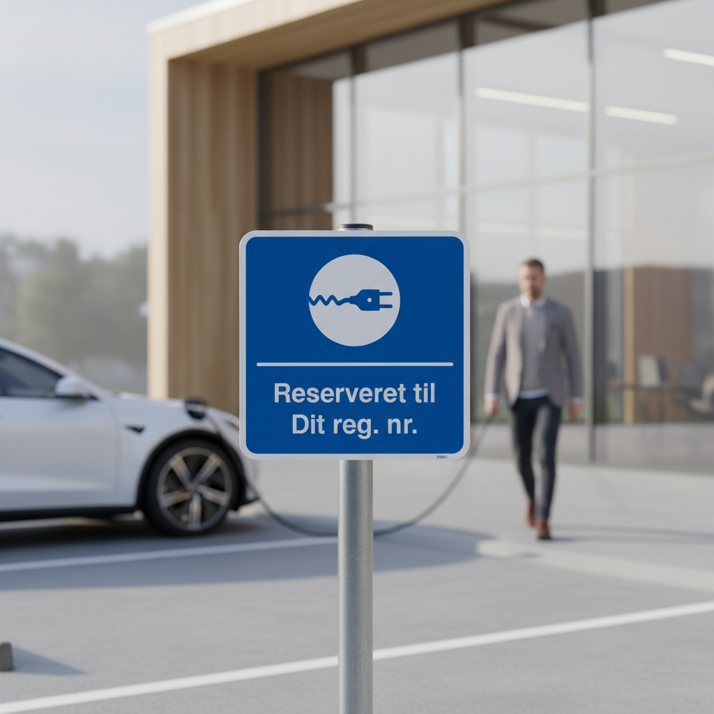 Reserveret til dit reg. nr. kvadratisk oplader skilt - Billede 5