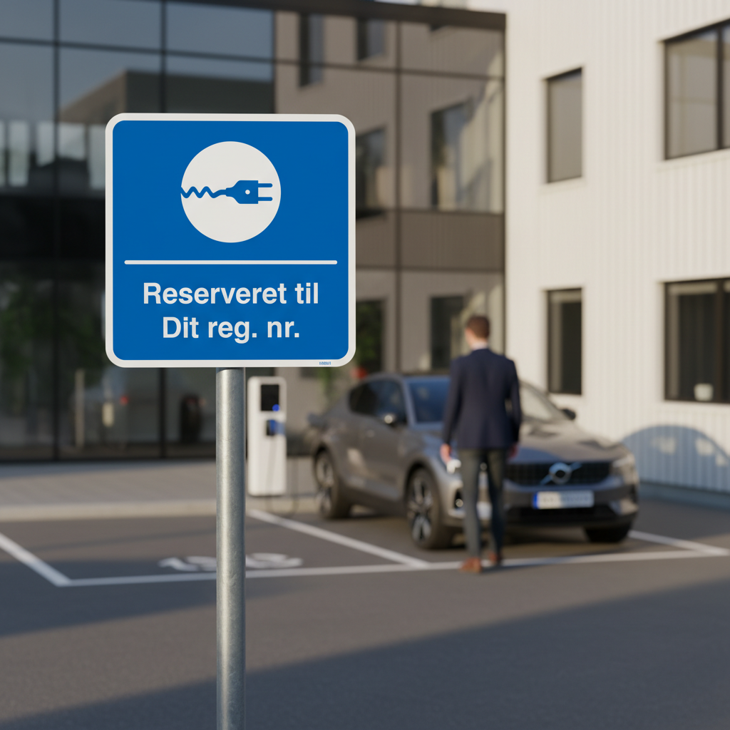 Reserveret til dit reg. nr. kvadratisk oplader skilt - Billede 2