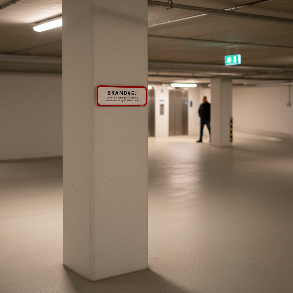 Brandvej.Cykler og andre genstande må ikke henstilles og vil blive fjernet.  Firkantet skilt - Billede 3